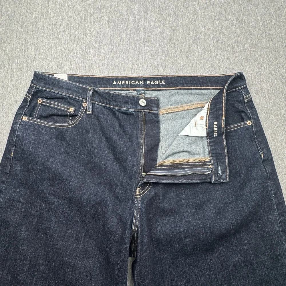 American Eagle‎ Womens Jeans Barrel Sz 18 Fit 40x28 Blue Dark Wash Denim Stretch